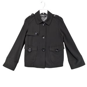 Penta Women's 12 Black Peacoat Jacket, Y2K Chunky Buttons Preppy Career Made USA